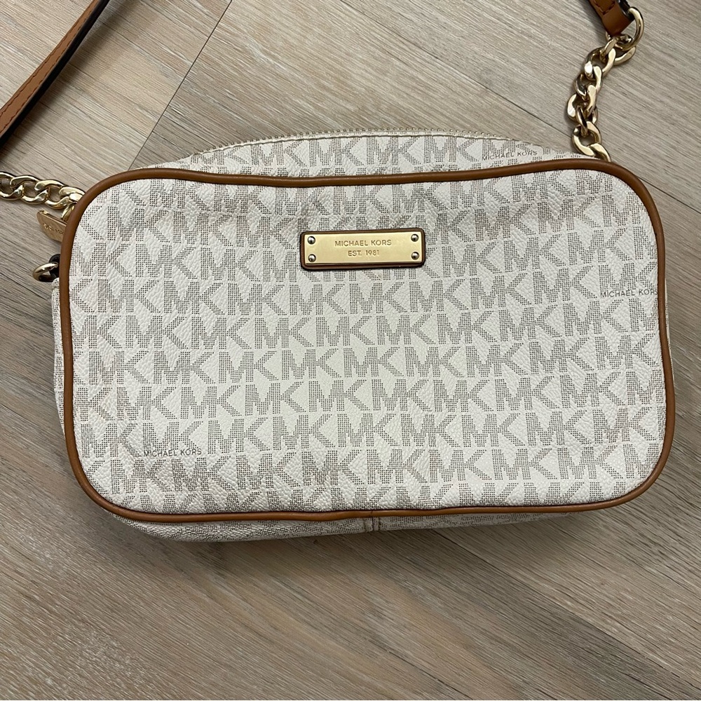 Michael Kors Vanilla MK Logo Crossbody